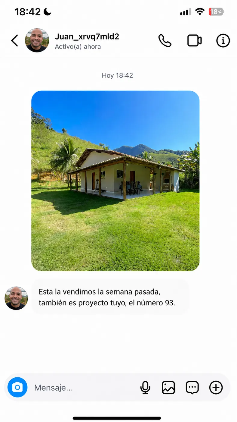 Testimonio de un cliente por Instagram